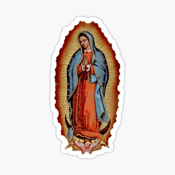 Virgen de Guadalupe Virgin Mary Virgencita Floral Sticker waterproof