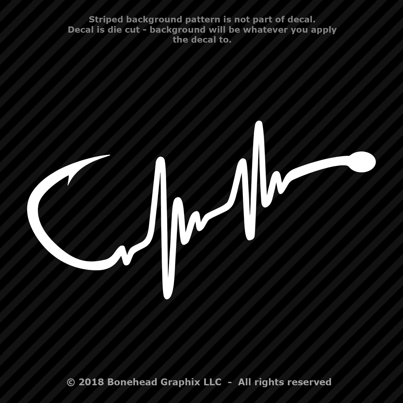 Fishing Decal Live to Fish Lifeline Hook Heartbeat Vinyl Window Sticker Original