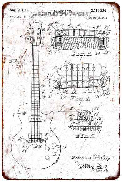 McCart Guitar Patent Vintage Retro Reproduction 8×12 Metal Sign 108120067120