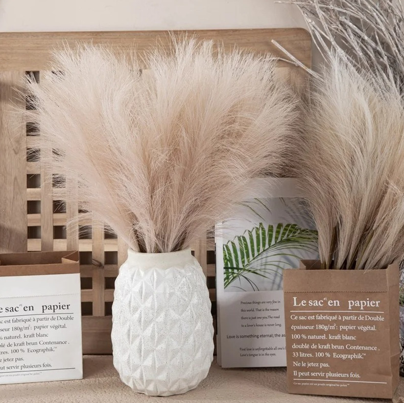 10pcs Artificial Reed Bouquet 49cm Bohemian Faux Wind Flowers Decor – NEW