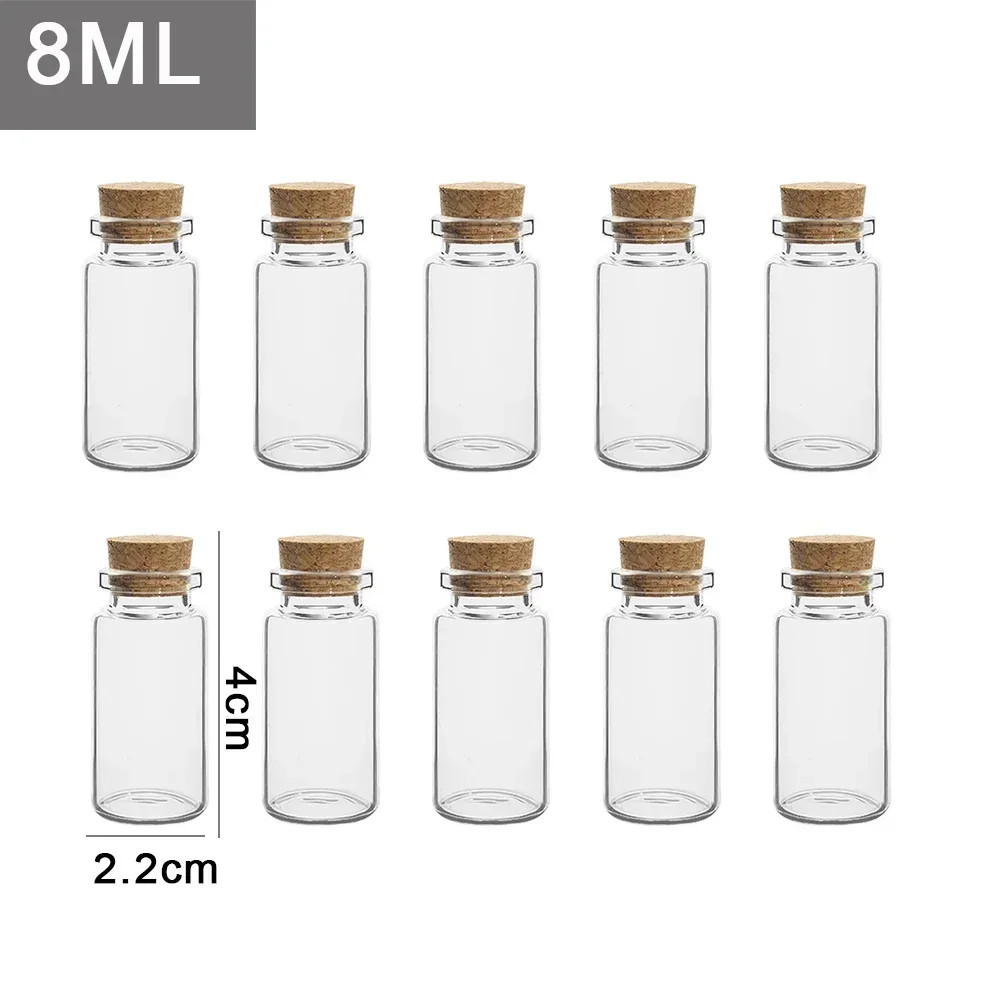 10/20PCS Mini Glass Bottles with Cork Stopper DIY Message Vials Birthday Gift