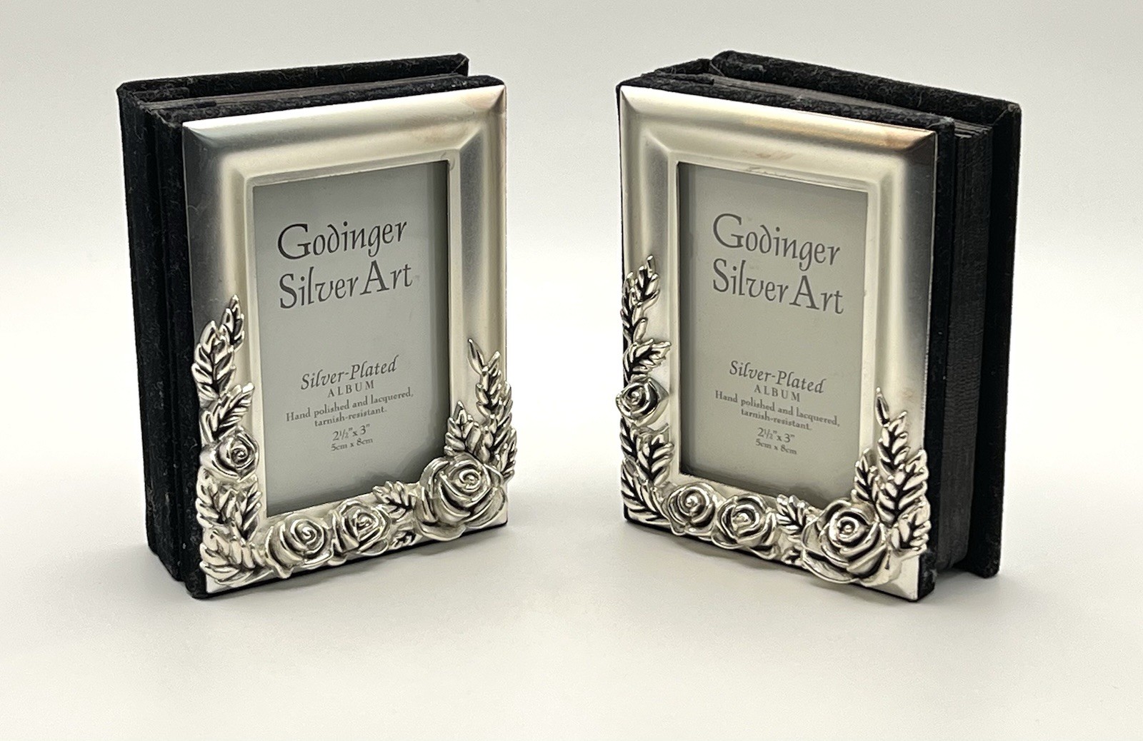 Godinger Silver-Plated Rose Frame Album for 2.5IN x 3IN Photos Set of 2