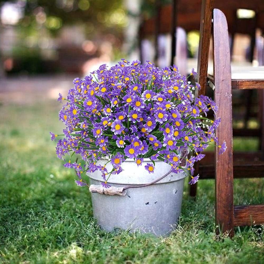 4 Eco-Friendly Faux Daisy Bundles – Lifelike Purple Flowers for All Occasions