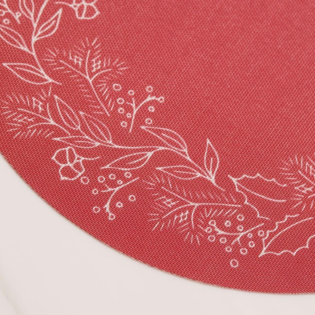 Martha by Martha Stewart | Wreath Placemat in Crimson – Set of 4 – Easy Care