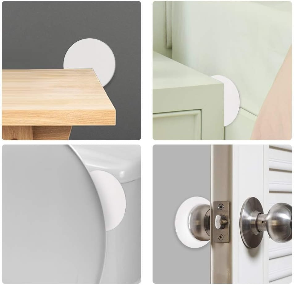 Strongest Door Knob Wall Shield, 4 PCS Large White round Door Stopper Wall Prote