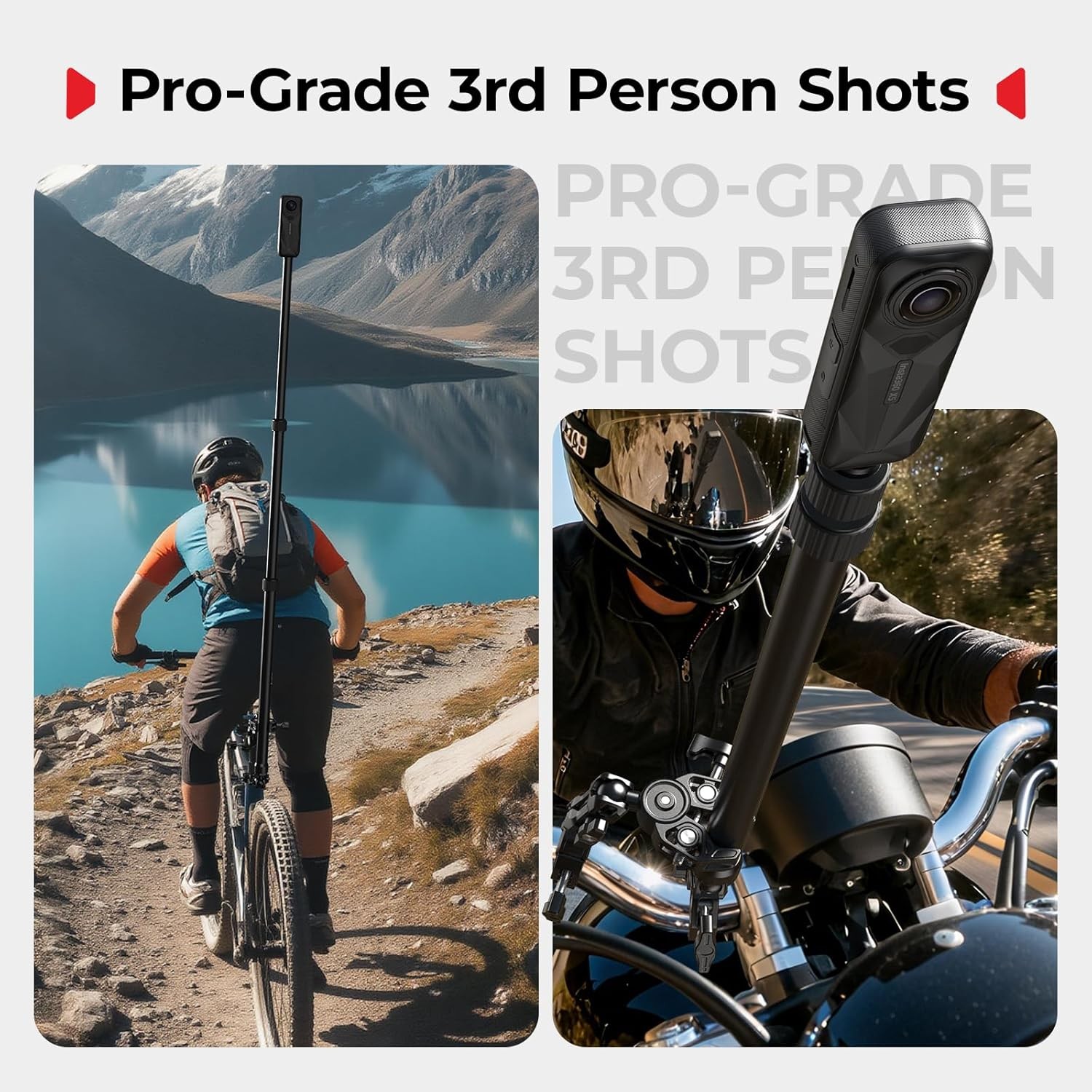 Motorcycle Mount Bundle for Insta360 X5/X4/X3 360 Camera, for DJI OSMO 360/Actio