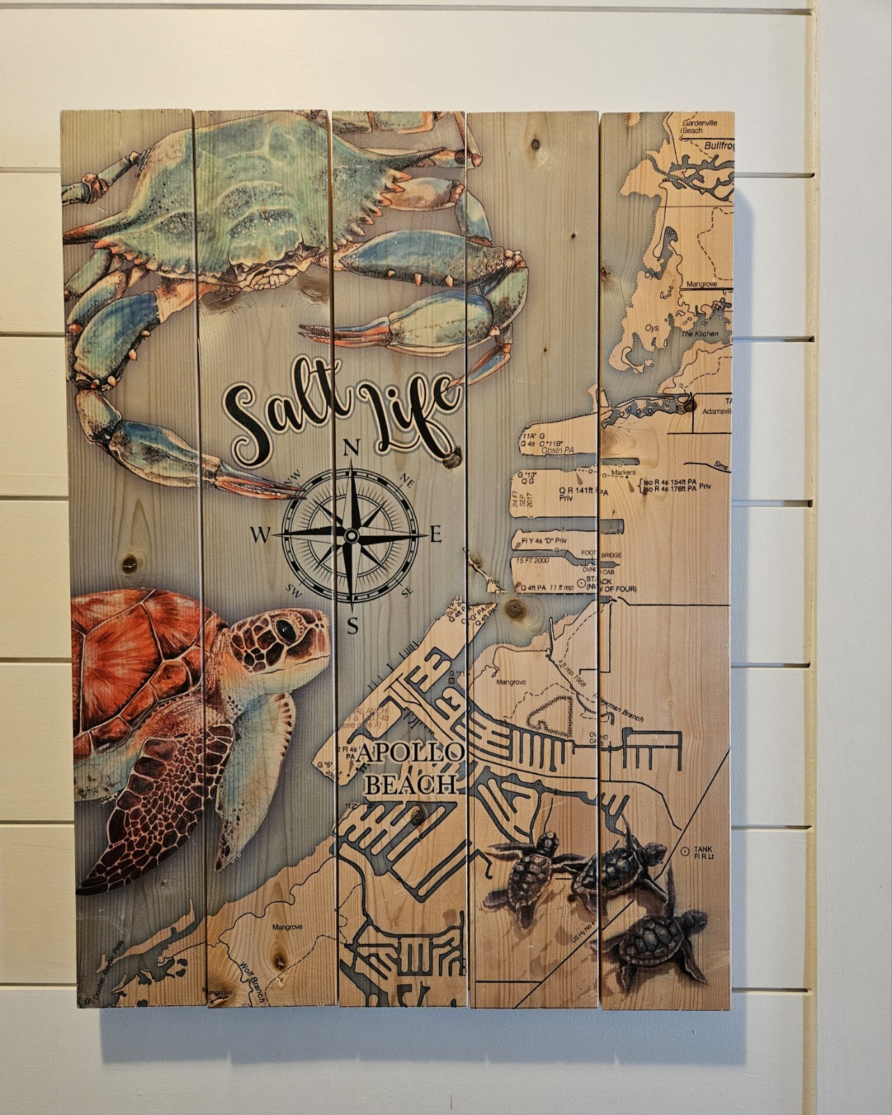 Salt Life Wooden Wall Art Sign-Apollo Beach Map Wall Art By Map Mom