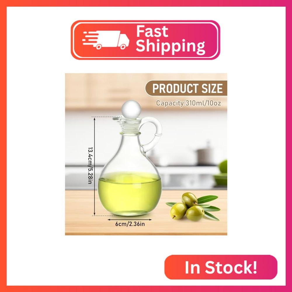 Teenyyou 2 Pcs 10.5 oz Oil and Vinegar Dispenser Cruet Set Olive Oil Dispenser B