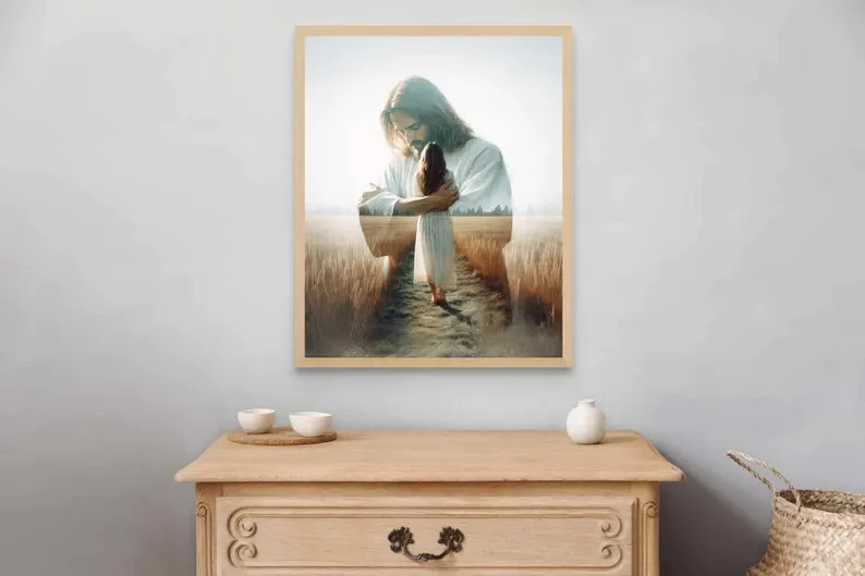 Love of Christ, Christian Art, Jesus Hugging Woman, Jesus Prints, LDS Art