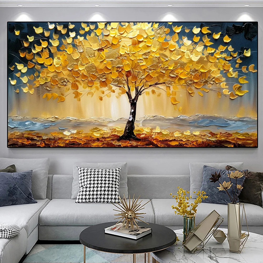 Abstract Gold Tree of Life Canvas Painting Poster Home Decor Wall Picture Mural