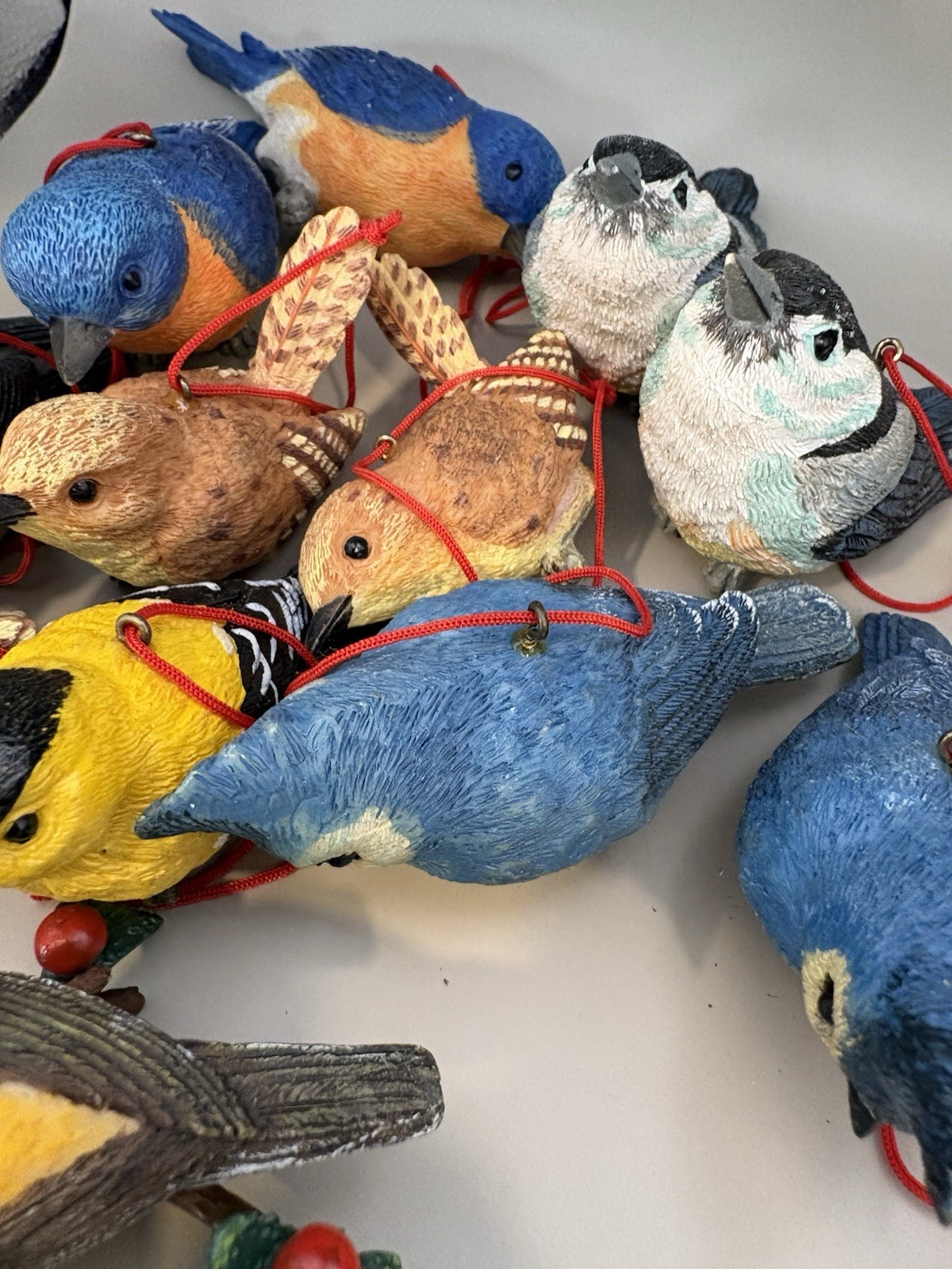 12 Bird Ornaments Mini Solid Resin Realistic 2 Inch And Smaller
