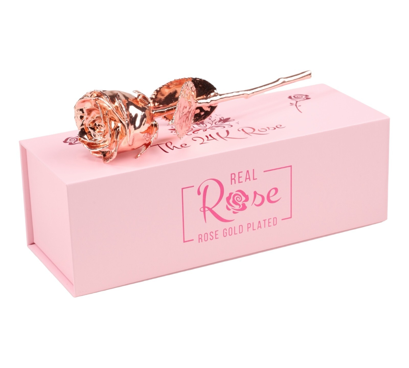 100% Natural Rose Dipped in Rose Gold, Short Stem 7″ tall, Anniversary, Proposal