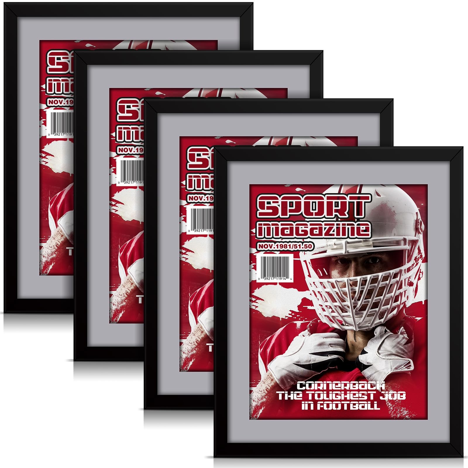 4 PCS Sports Magazine Frame Fits Measuring 8.5×11.25 Inch Magazine Display Frame