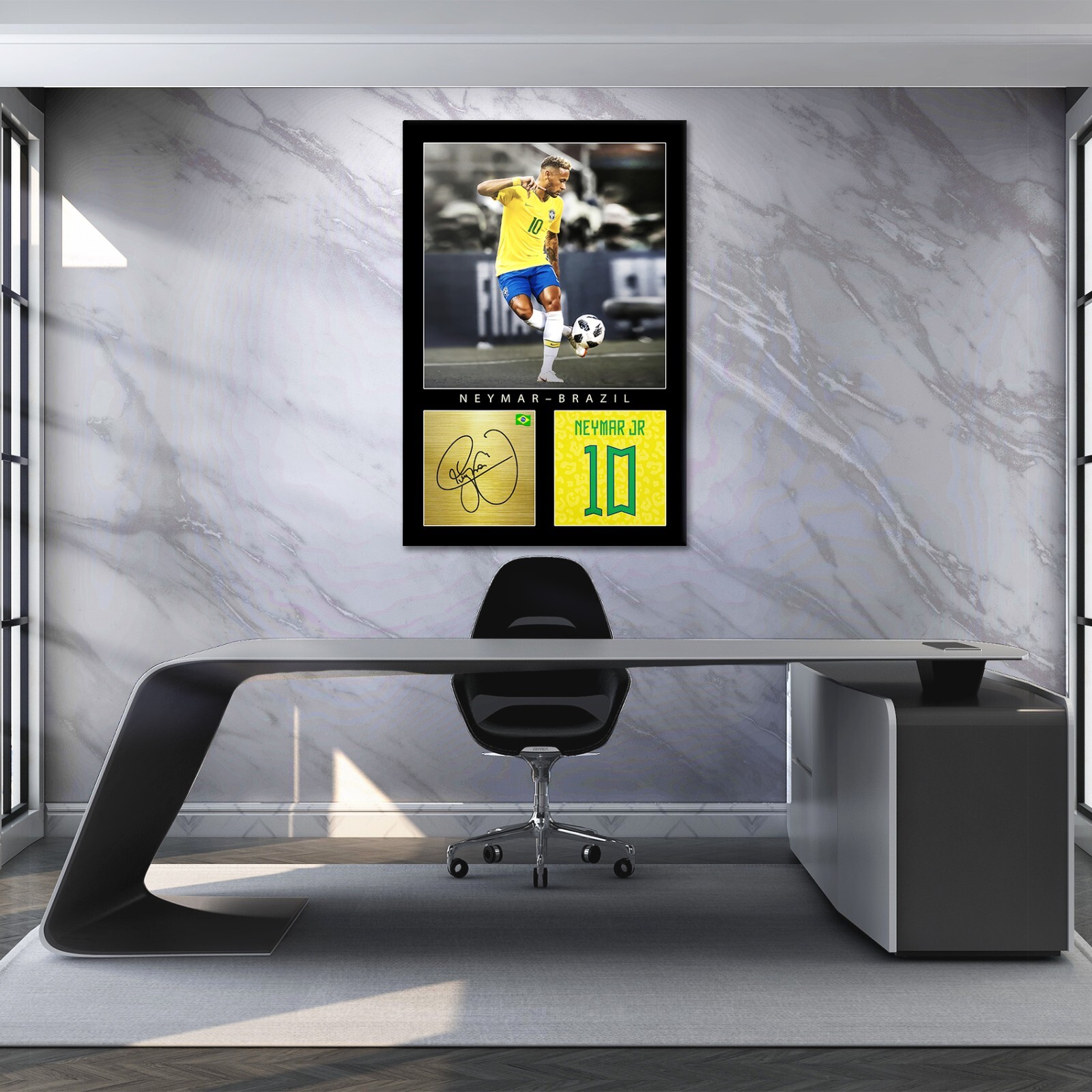 Neymar Jr. Football Canvas Legends Motivational Wall Art Framed Canvas Decor