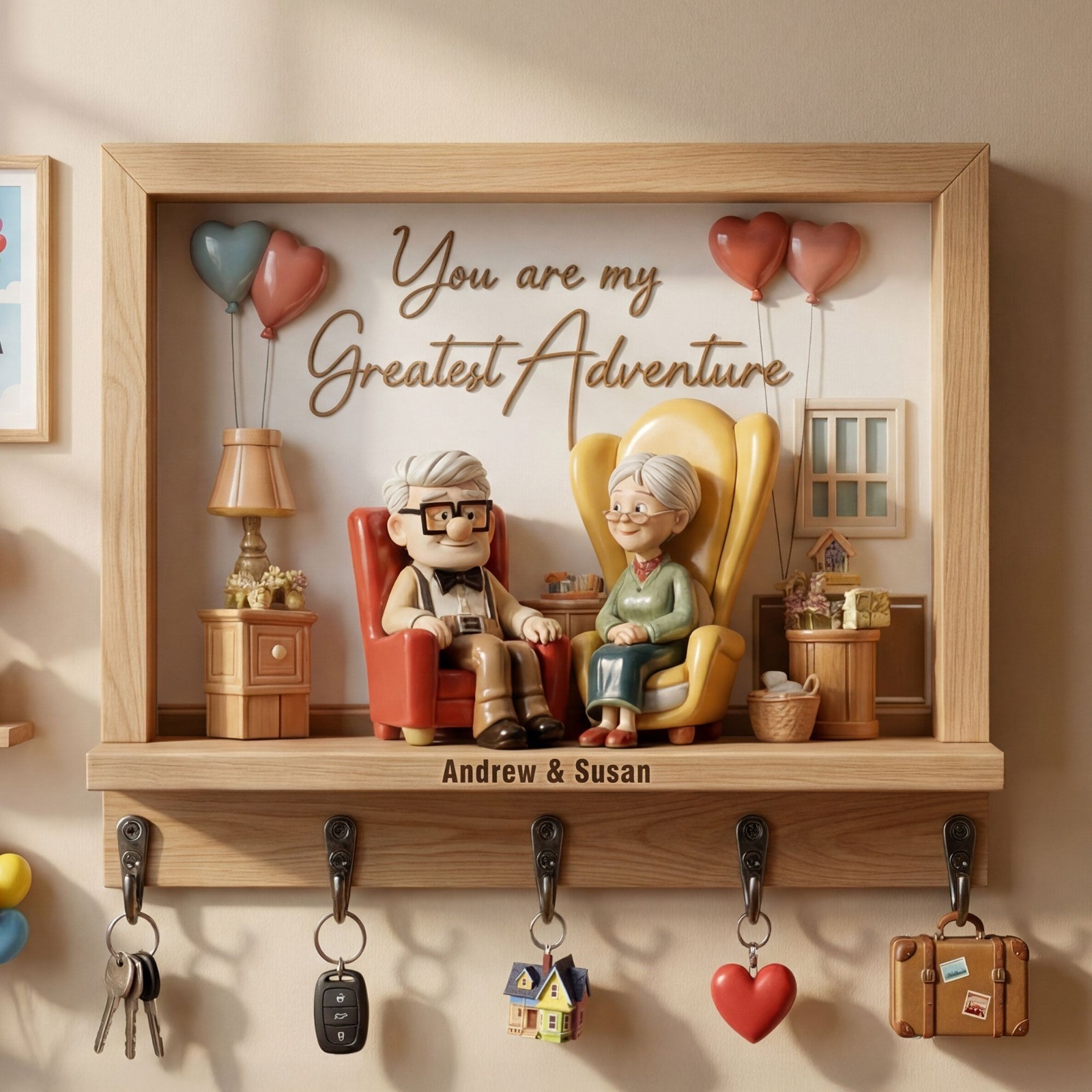 Romantic Couple Acrylic Key Hanger – Personalized Gifts For Couple, Anniversary