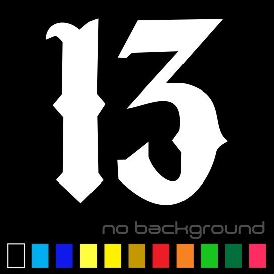 Number 13 Sticker Vinyl Decal Lucky Die Cut – Car Window Wall Decor