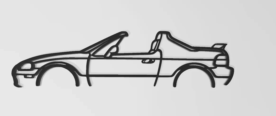 Honda Del Sol Silhouette Line 2d Wall Art Decor