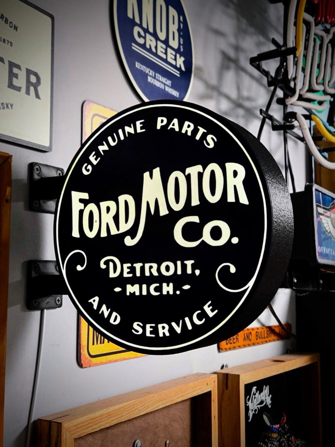 Ford Genuine Parts Round LED Light Box | Double Sided RGB Option