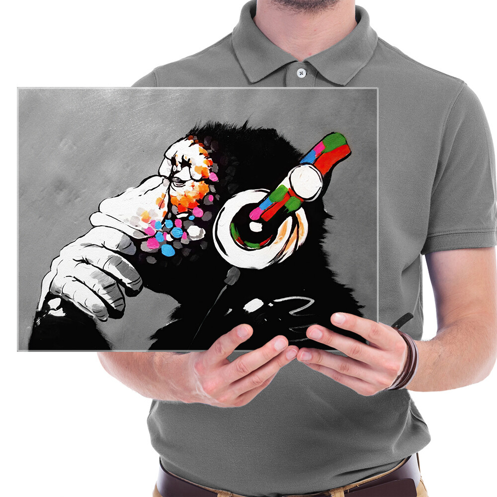 Monkey With Headphones of Banksy DJ Chimp Pop Art Cool Ape Canvas Prints