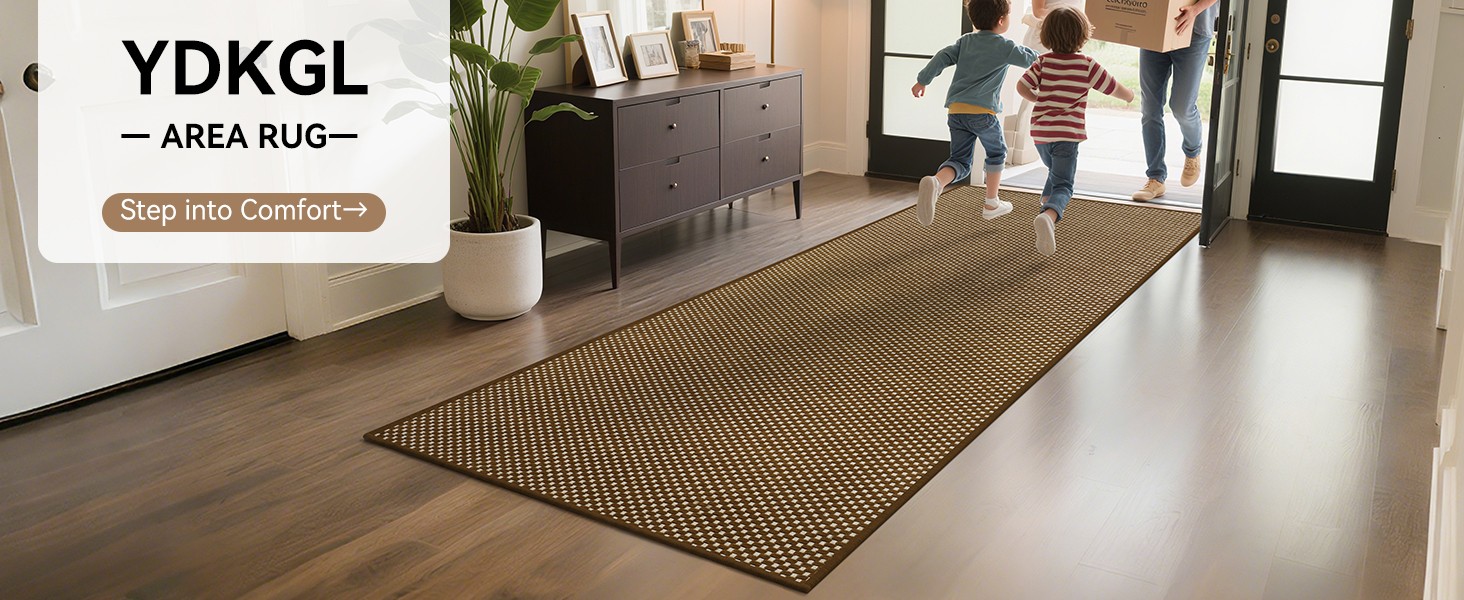 3×5 ft Area Rug Entryway Runner Rug Non Slip Washable, Boho Woven Kitchen Runner