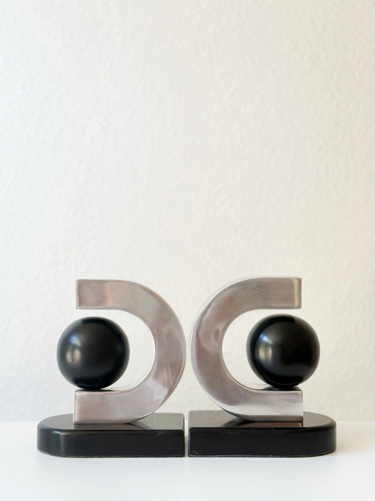 Donald Trump Home 2008 Bookends: Black Ball Orb Sculpture