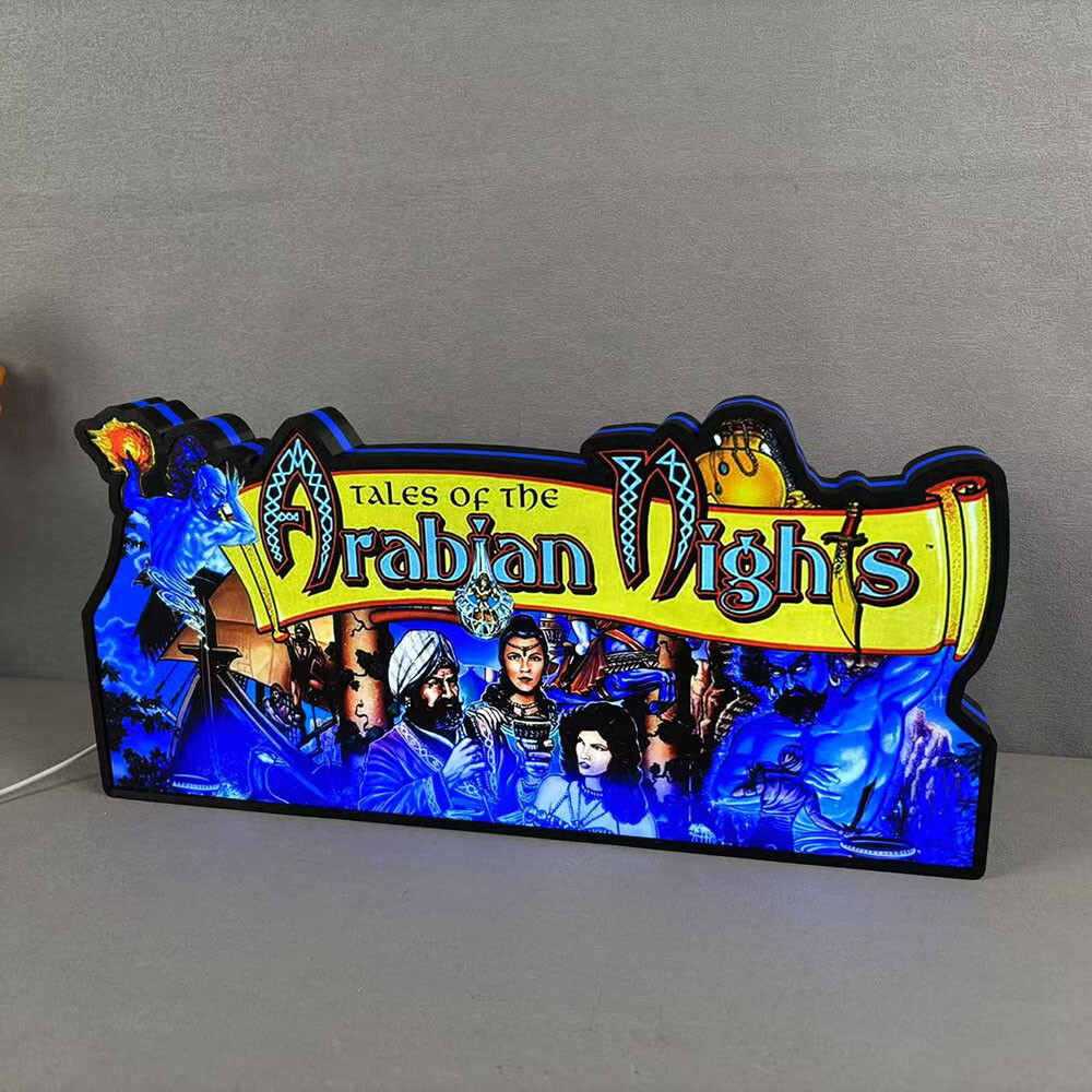 Tales of The Arabian Nights Pinball Topper 3D LED Lightbox Printed Lightbox