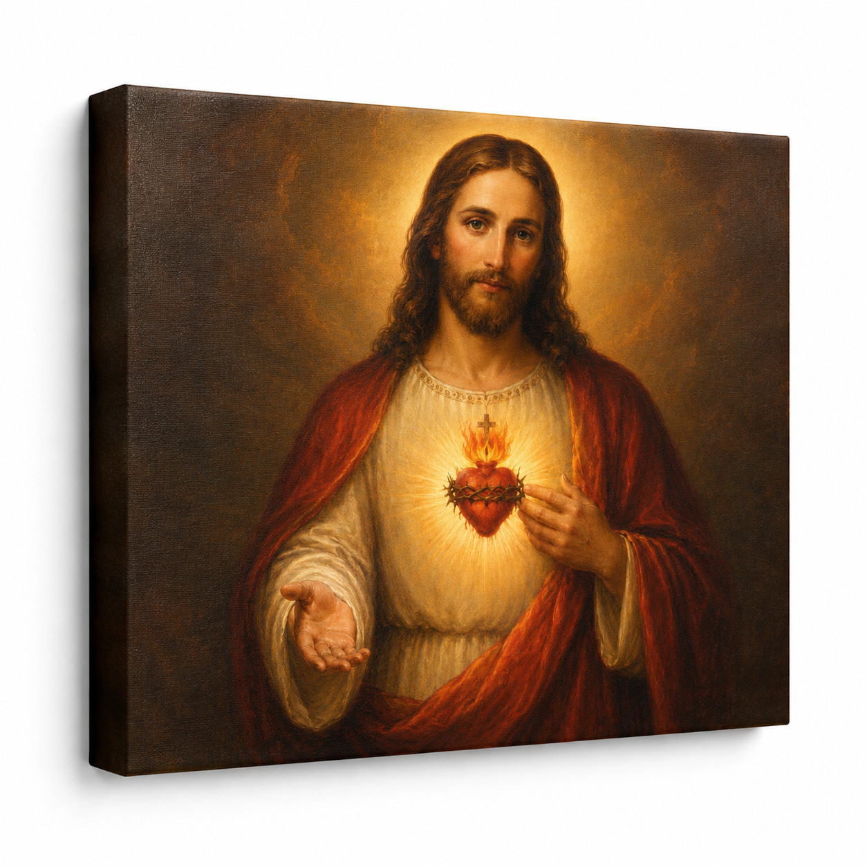 Sacred Heart of Jesus Canvas Wall Art Christian Catholic Portrait Painting Print