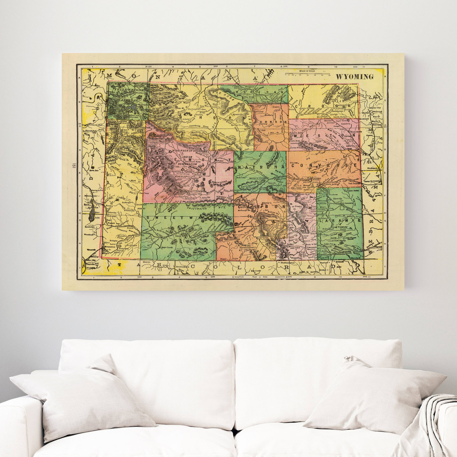 Old Map of Wyoming 1909 – Vintage Wyoming Art