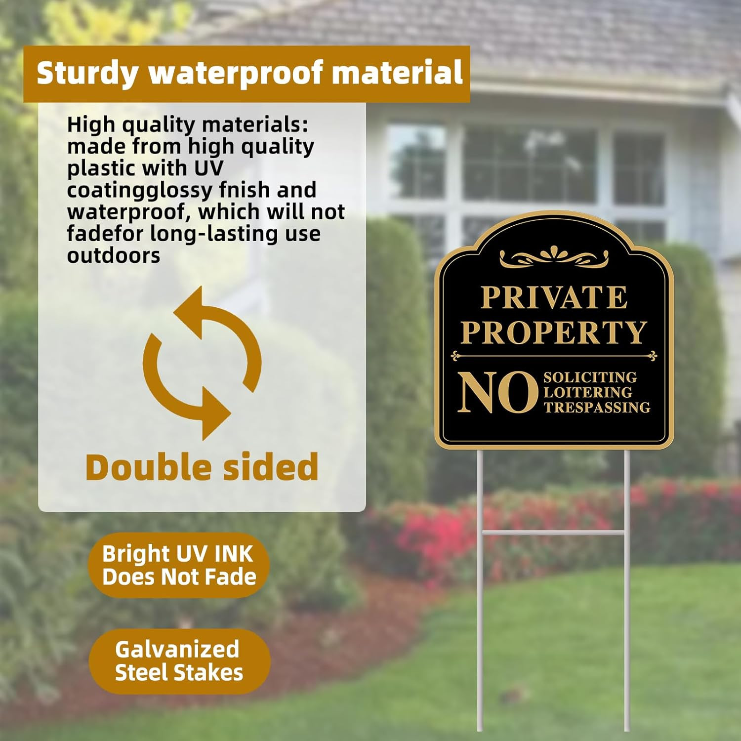 Private Property No Soliciting Sign for House, No Soliciting Yard Sign, 2-Pack 1