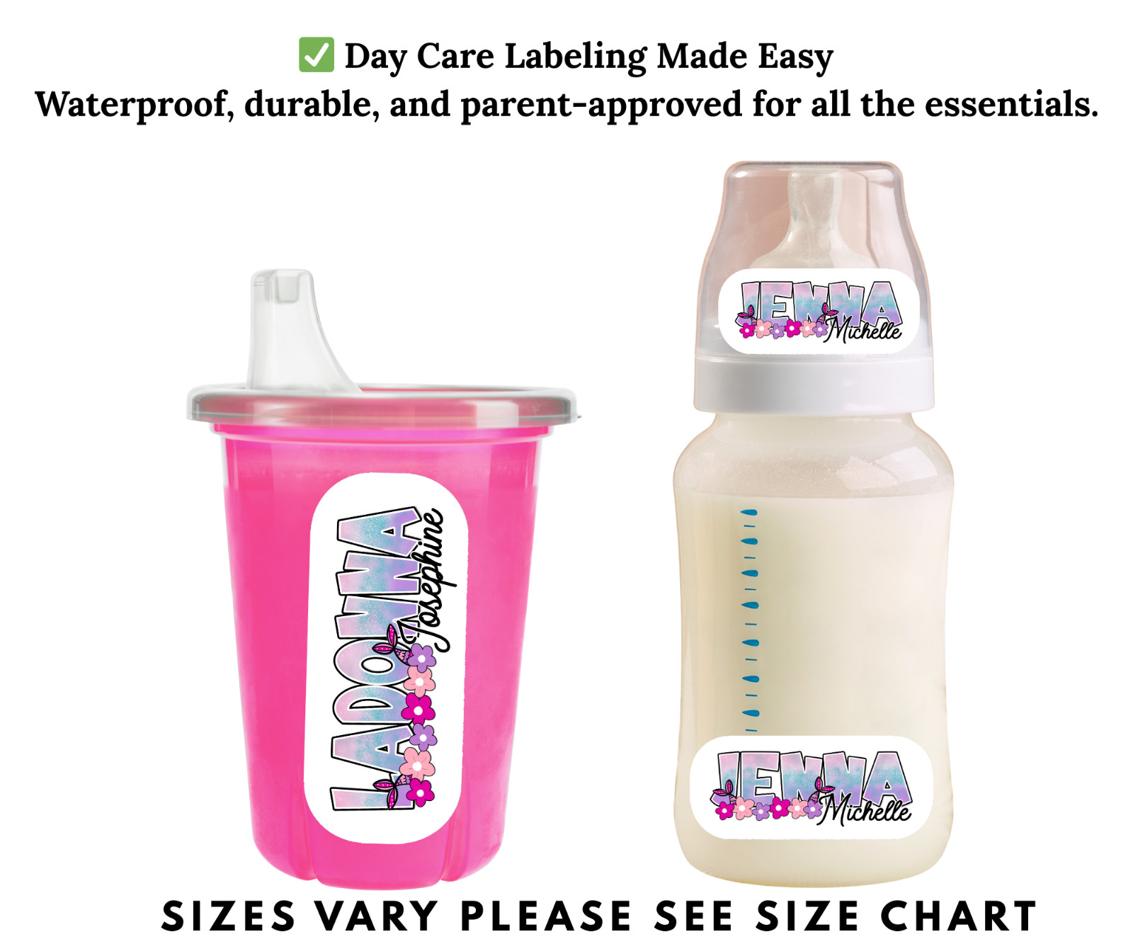 Custom Waterproof Mermaid Name Labels for School, Daycare, Lunchboxes & Gifts