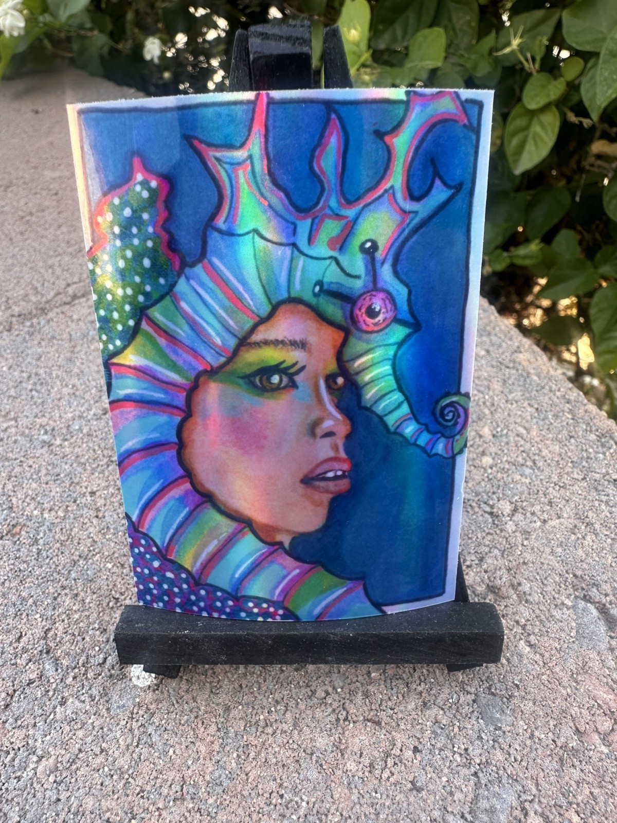 ACEO Original *HOLOGRAPHIC STICKER* “Keepers of the Deep” 2.5×3.5