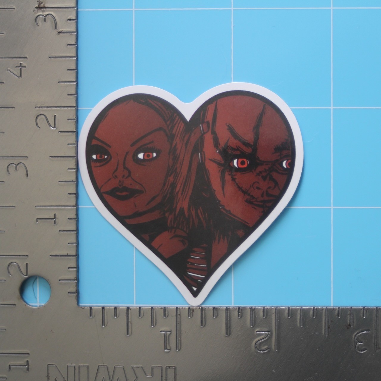 Bride of Chucky Sticker (CHUCKY & TIFFANY) Bloody Horror Movie, Gloss PVC Decal
