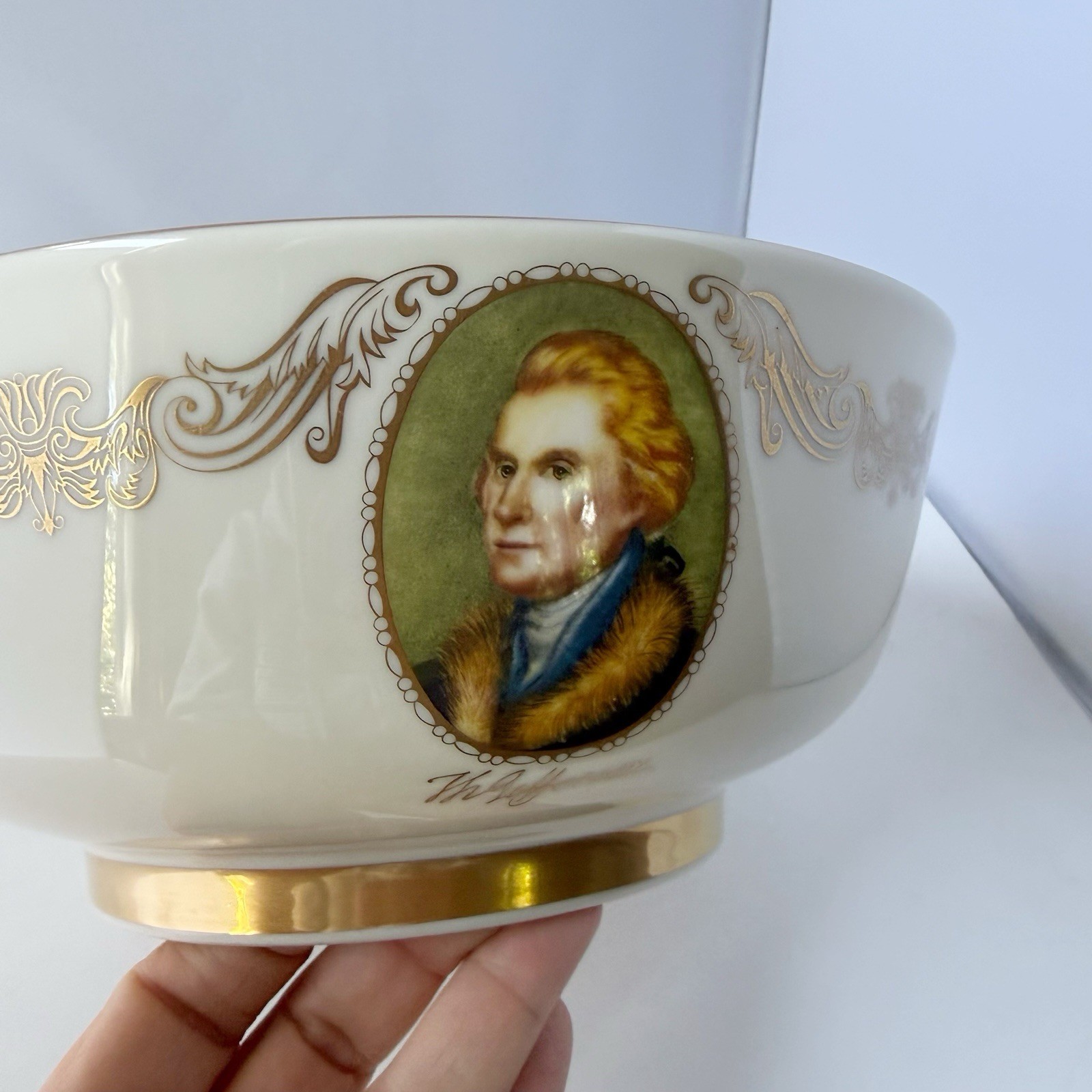 Vintage Lenox United States Patriots Portraits Gilt Rim Decorative Bowl