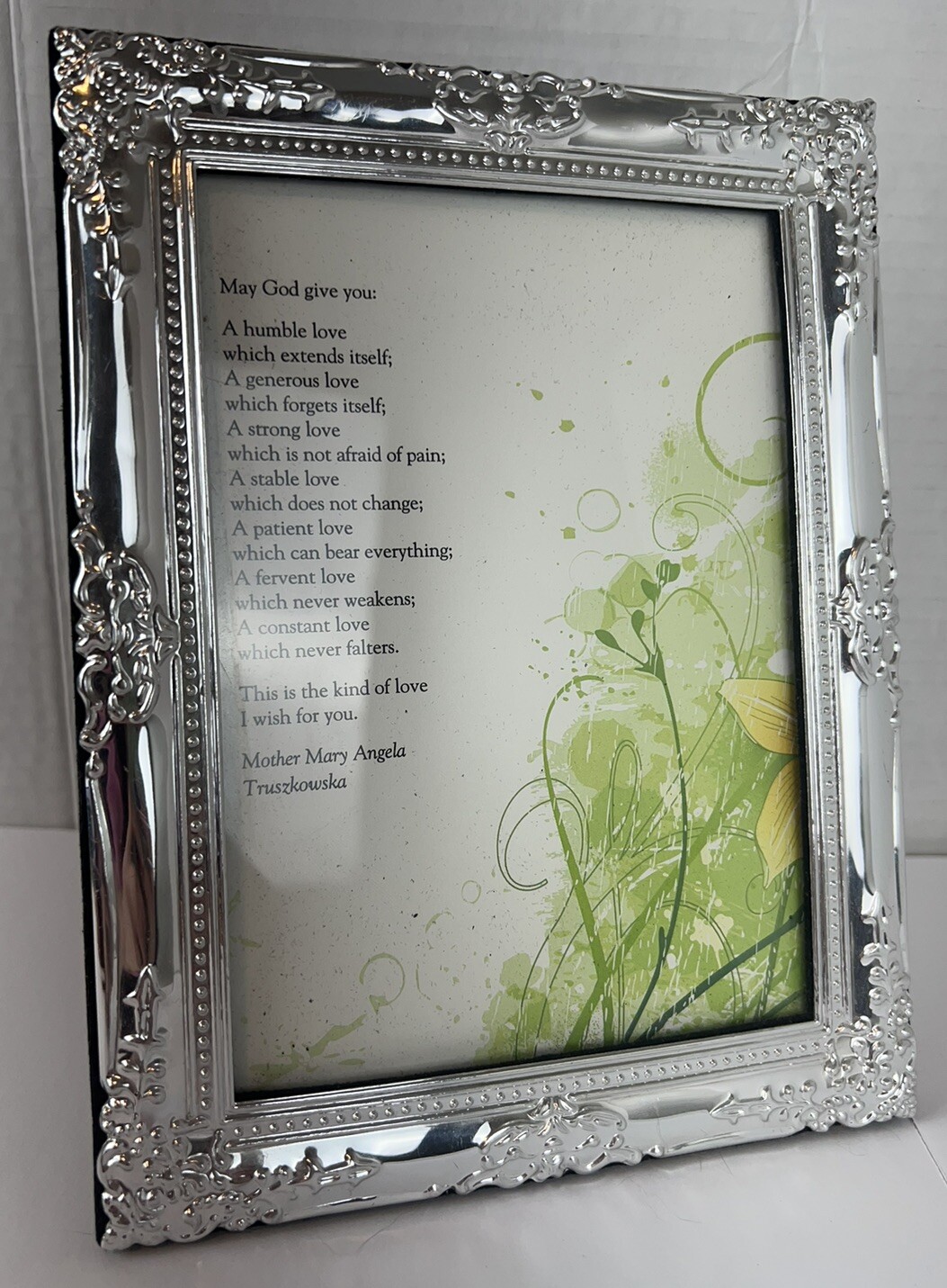 5×7 Antique Plastic Silver Rare Floral Engraved Vintage Picture Photo Frame