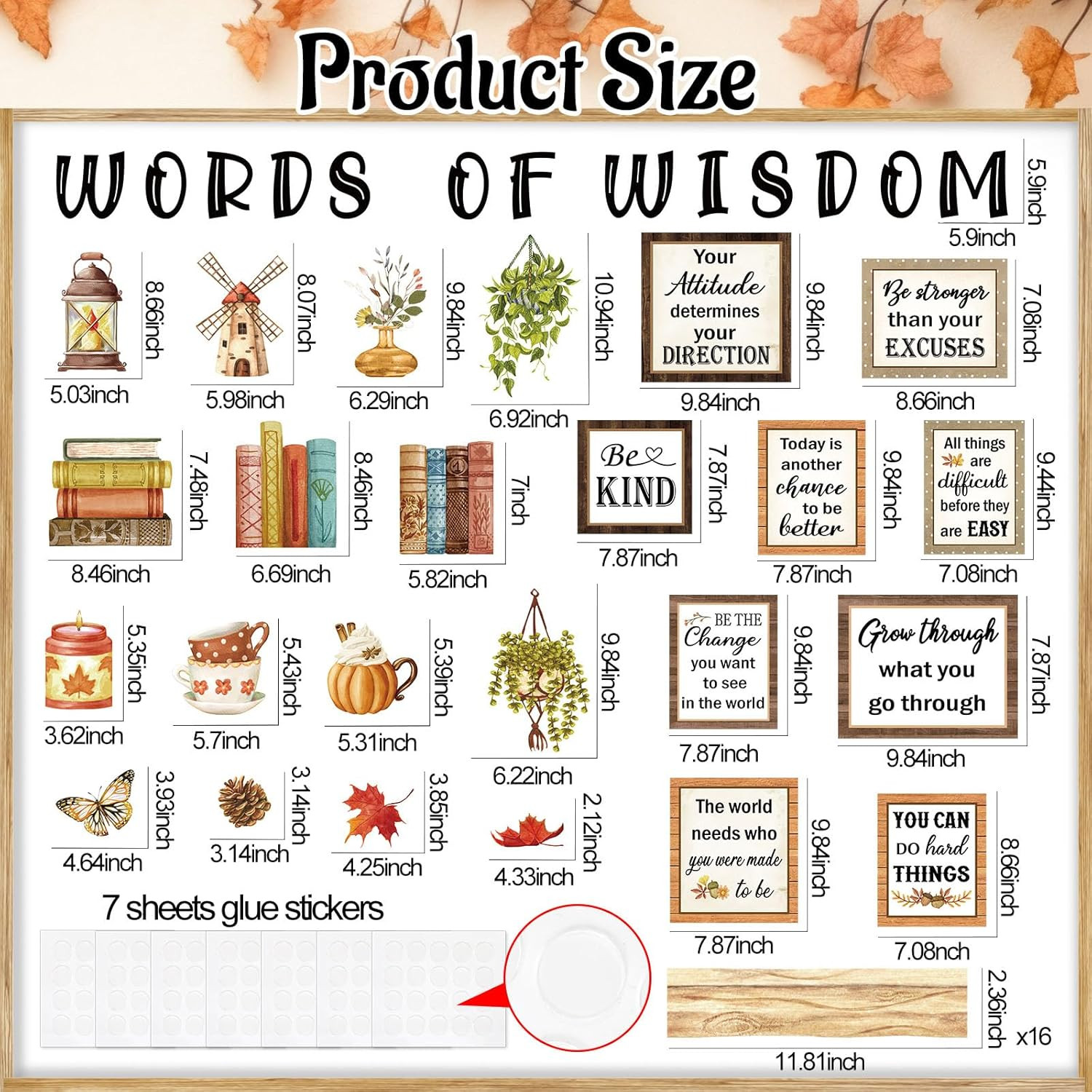 Bookshelf Bulletin Board Set, Motivational Words of Wisdom Cutouts for Classroom