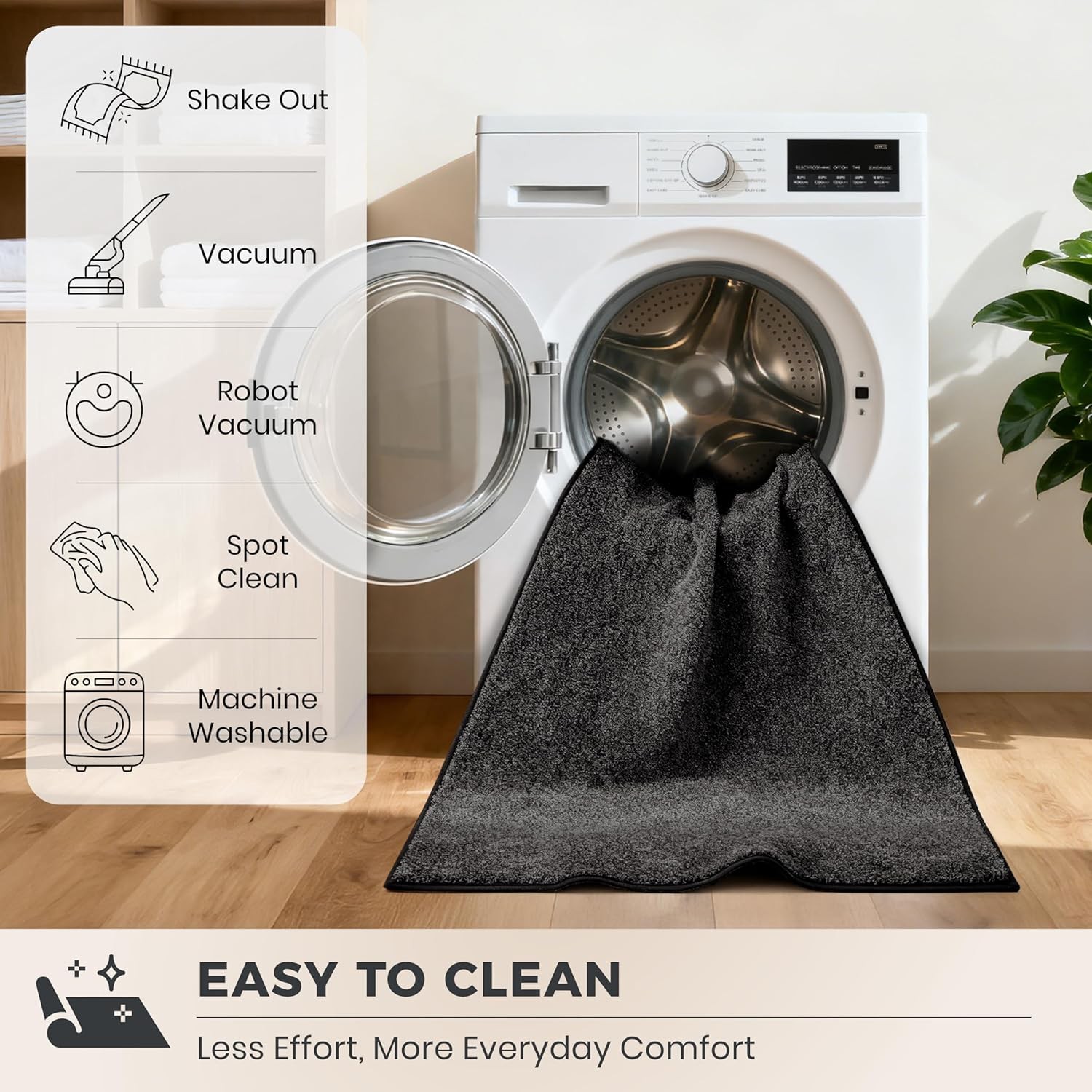 Easy Care Area Rug 4ft x 6ft, Non-Slip Machine Washable Entryway Rug, Dog Door