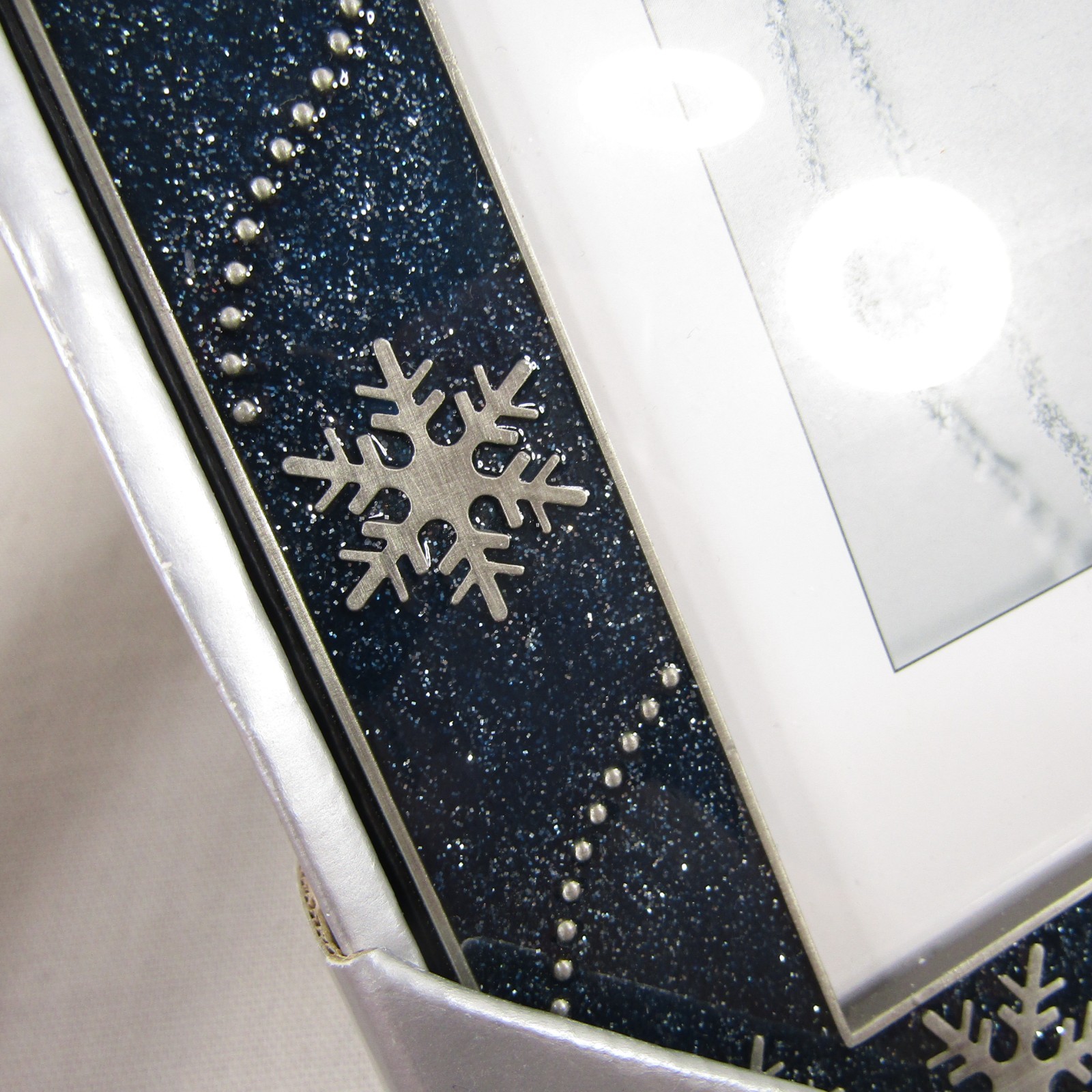 Winter Picture Frame Blue Enamel with Silver Snowflake Metal 5×7 in Photo NEW