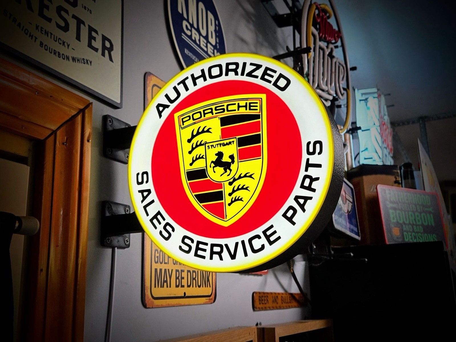 Porsche Sales Service Round LED Light Box | Double Sided RGB Option