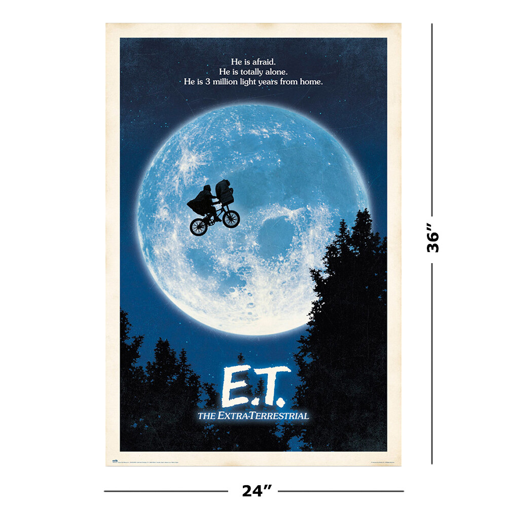 E.T. – Movie Poster (Regular Style – ET, Bicycle & Moon) (Size: 24″ x 36″)