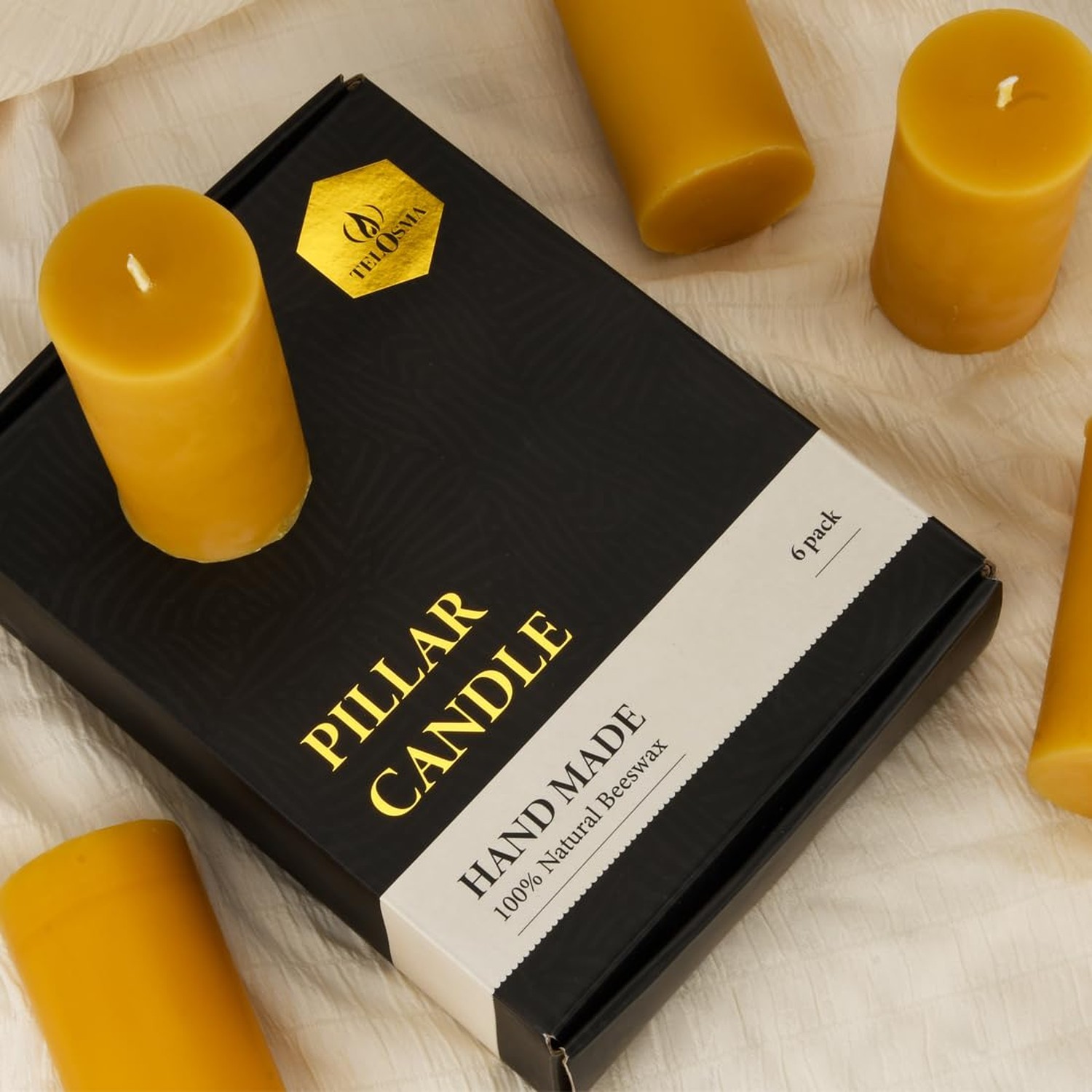 Natural Beeswax Pillar Candle 2×4 inch in Bulk, Smokeless and Long Lasting (2…