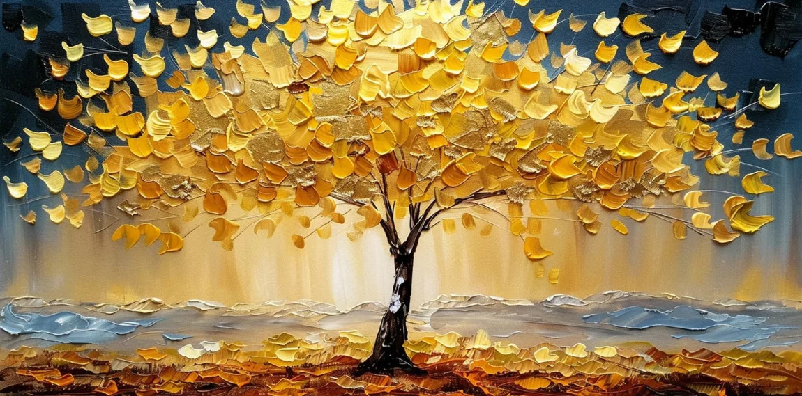 Abstract Gold Tree of Life Canvas Painting Poster Home Decor Wall Picture Mural