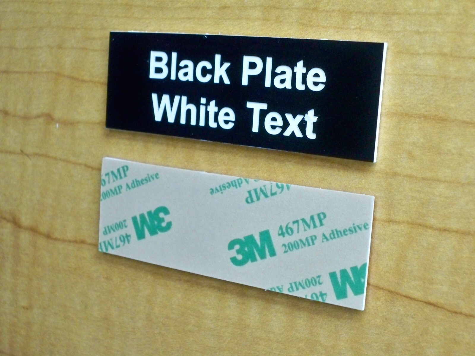 Custom Engraved 1×3 Black Nameplate Plate Tag ID Label w/ Adhesive