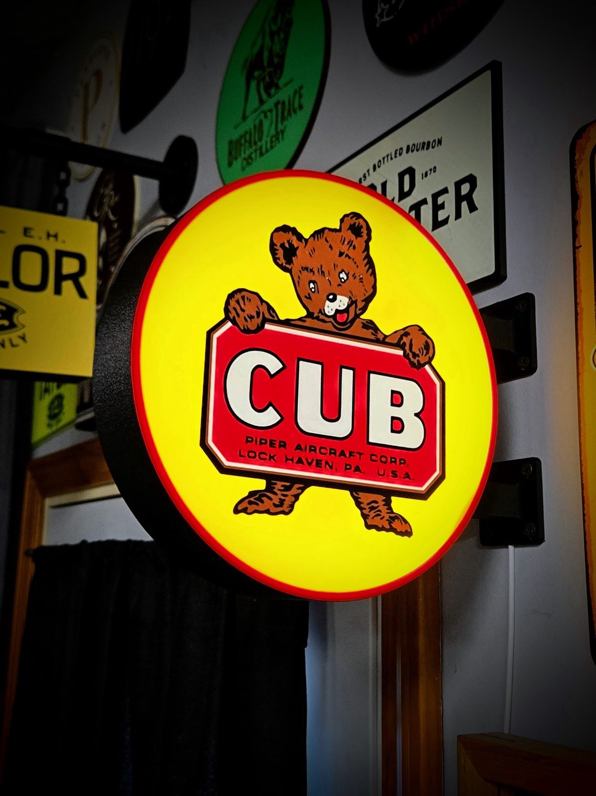 Piper Cub Round LED Light Box | Double Sided Sign RGB Option