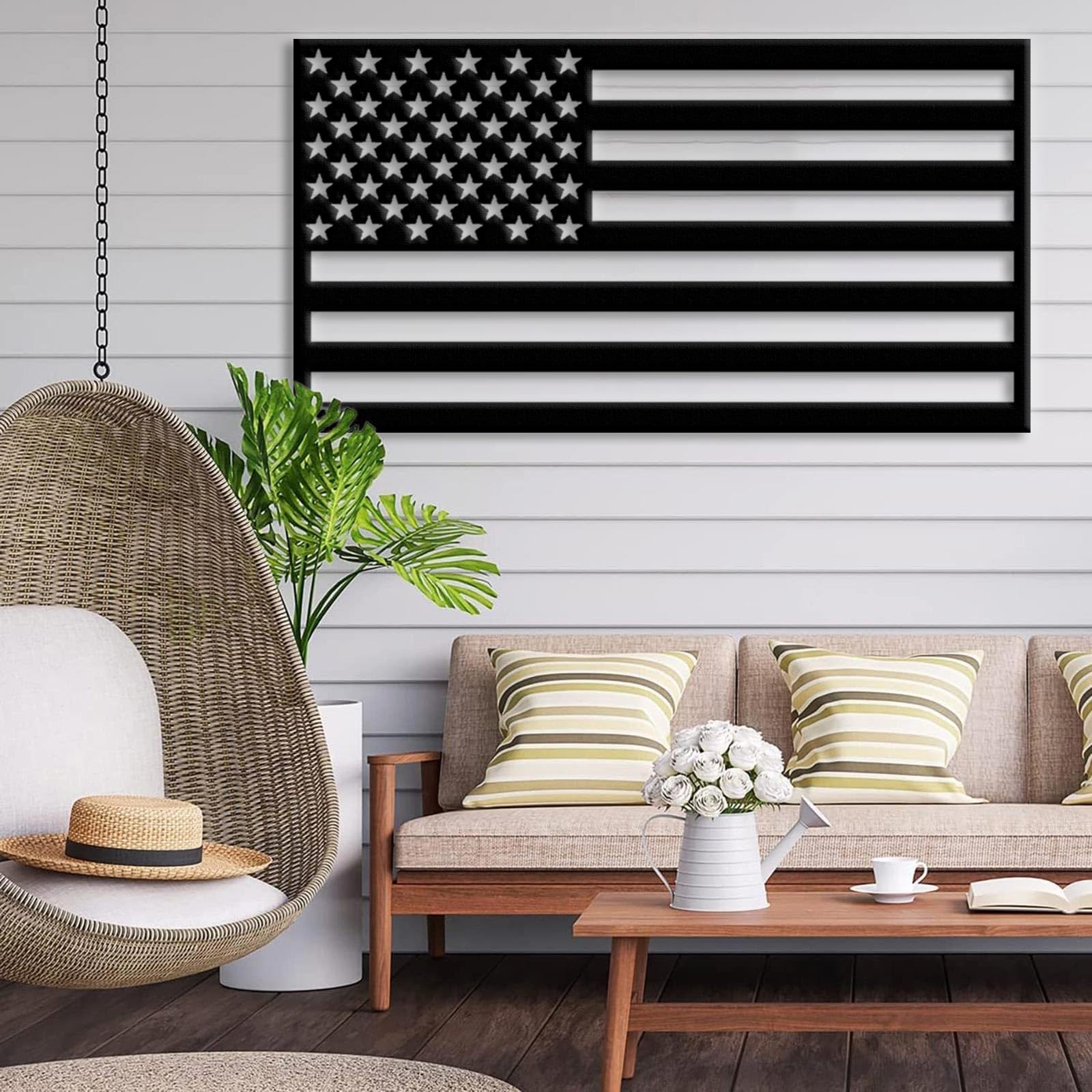 American Flag Wall Art Metal, Usa Flag Wall Decor Outdoor, Minimalist Wall Ar…