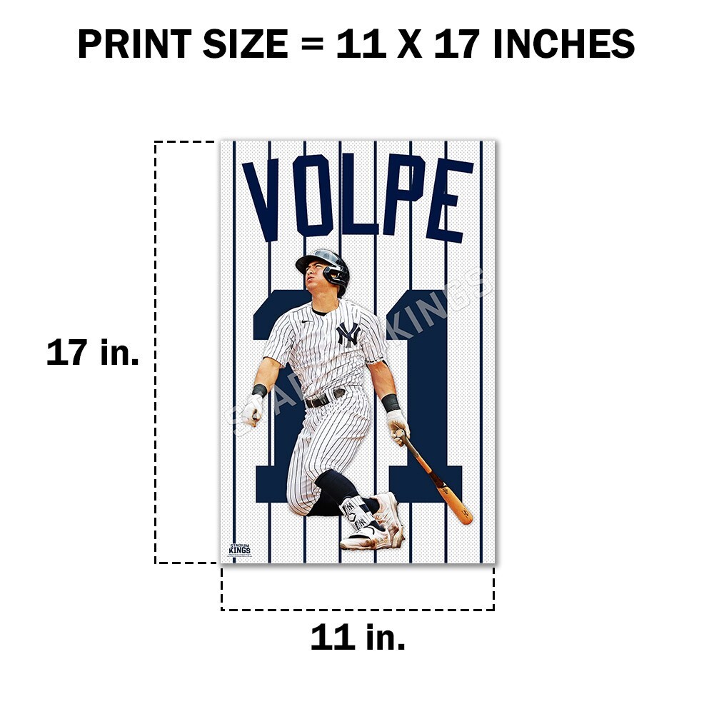 Anthony Volpe New York Yankees Pinstripes Home Jersey Wall Art – 11×17 inches