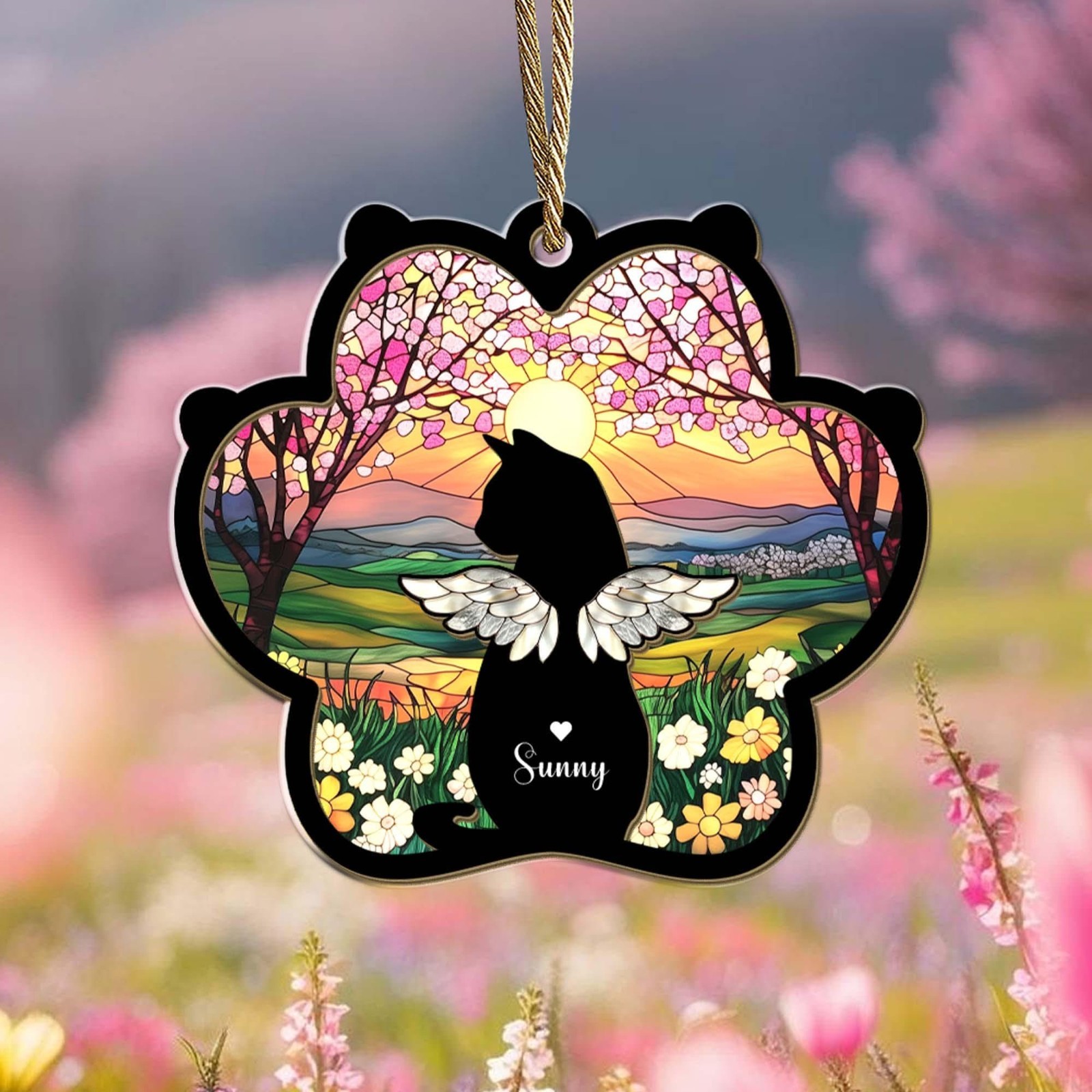 Custom Cat Loss Suncatcher, Custom Pet Memorial Gift, Pet Loss Sympathy Gift