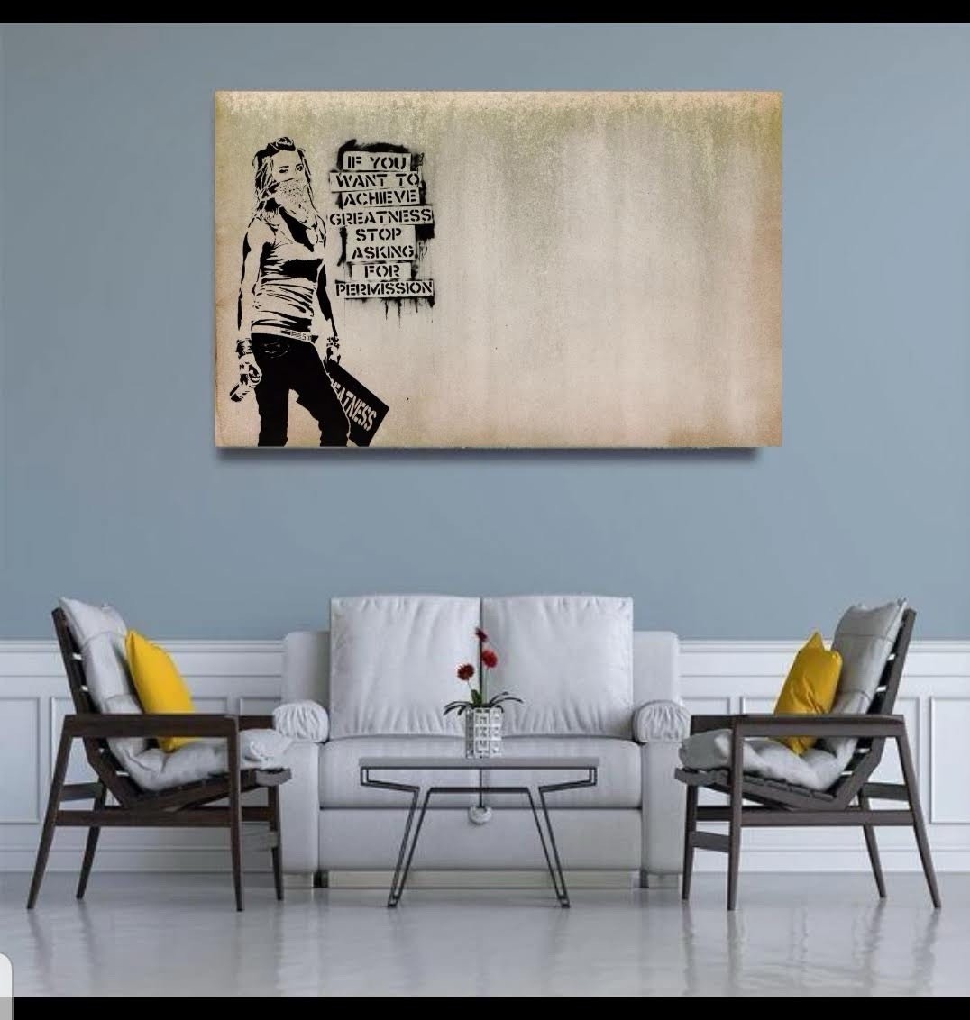 BANKSY “Stop Asking for Permission” Reproduction on CanvasReady To Hang 26 X 40