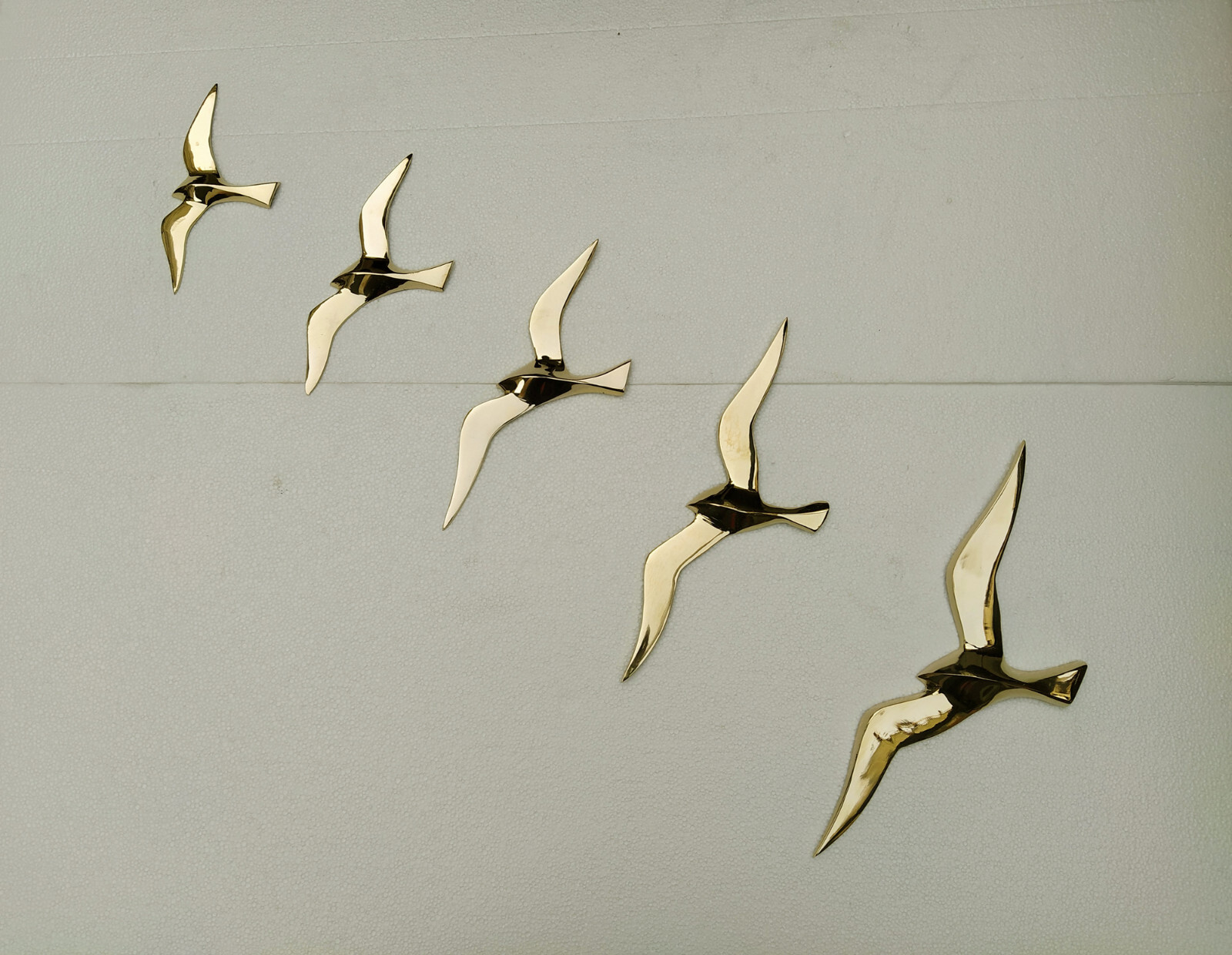 Decorative Brass Wall Mount Flying Seagull Birds Set of 5 Pcs -33,29,25,20,17 cm