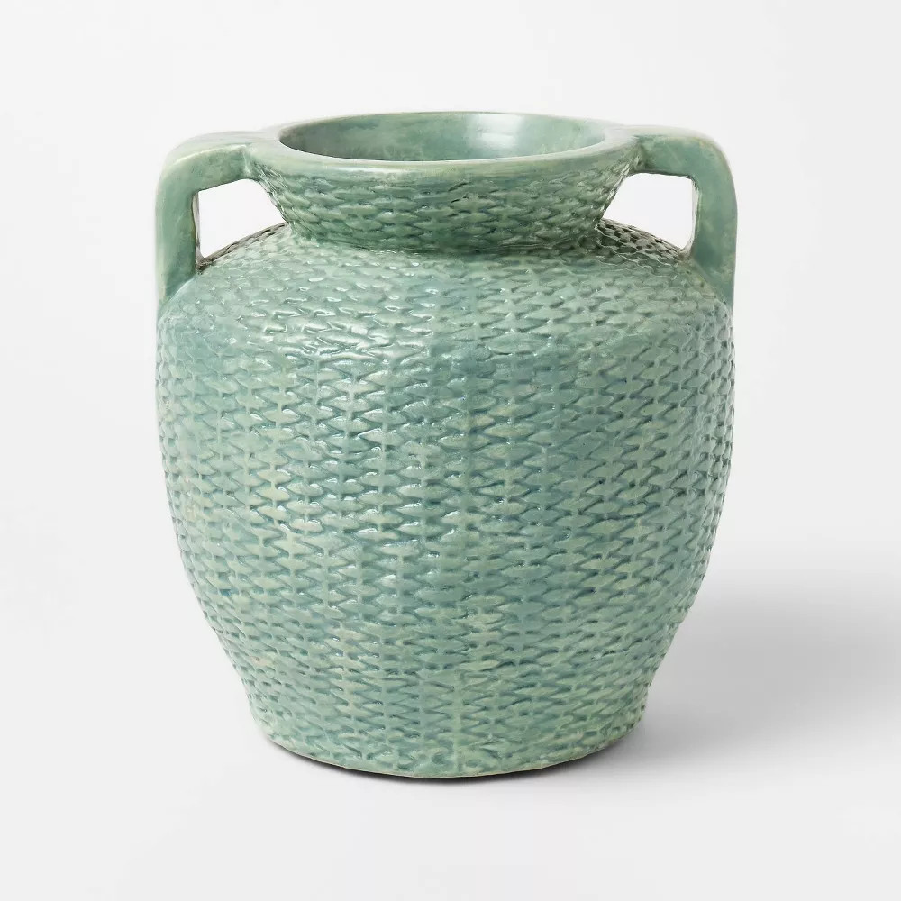 Large Woven Texture Ceramic Vase Blue – Threshold designed with Studio McGee