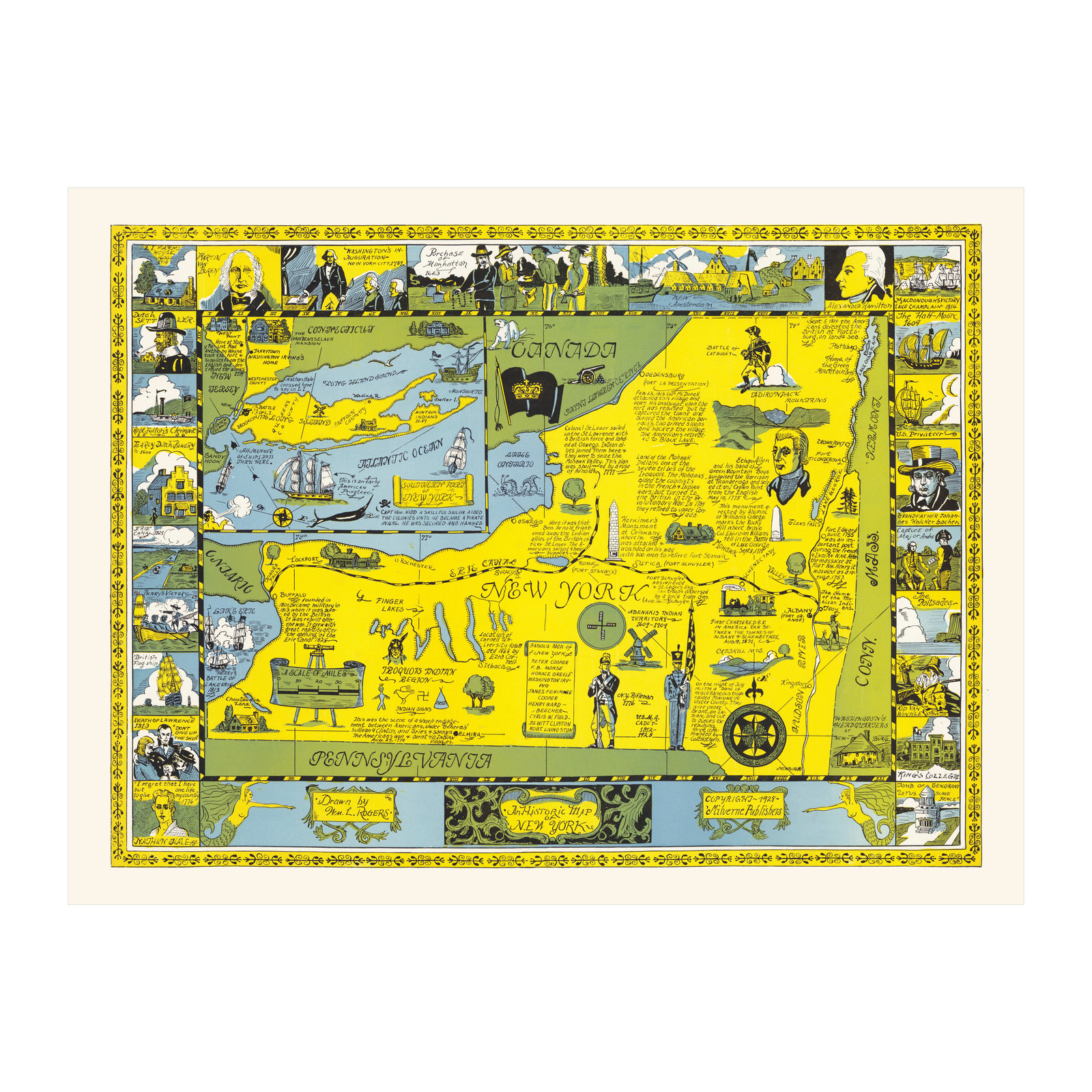 Old Map of New York 1928 – Vintage New York Art